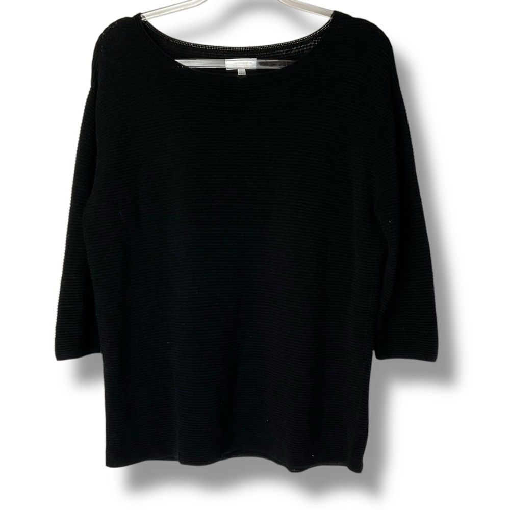 Aritzia Wilfred Top Linen Viscose Black Waffle Knit Scoop Neck Shirt Size Small‎